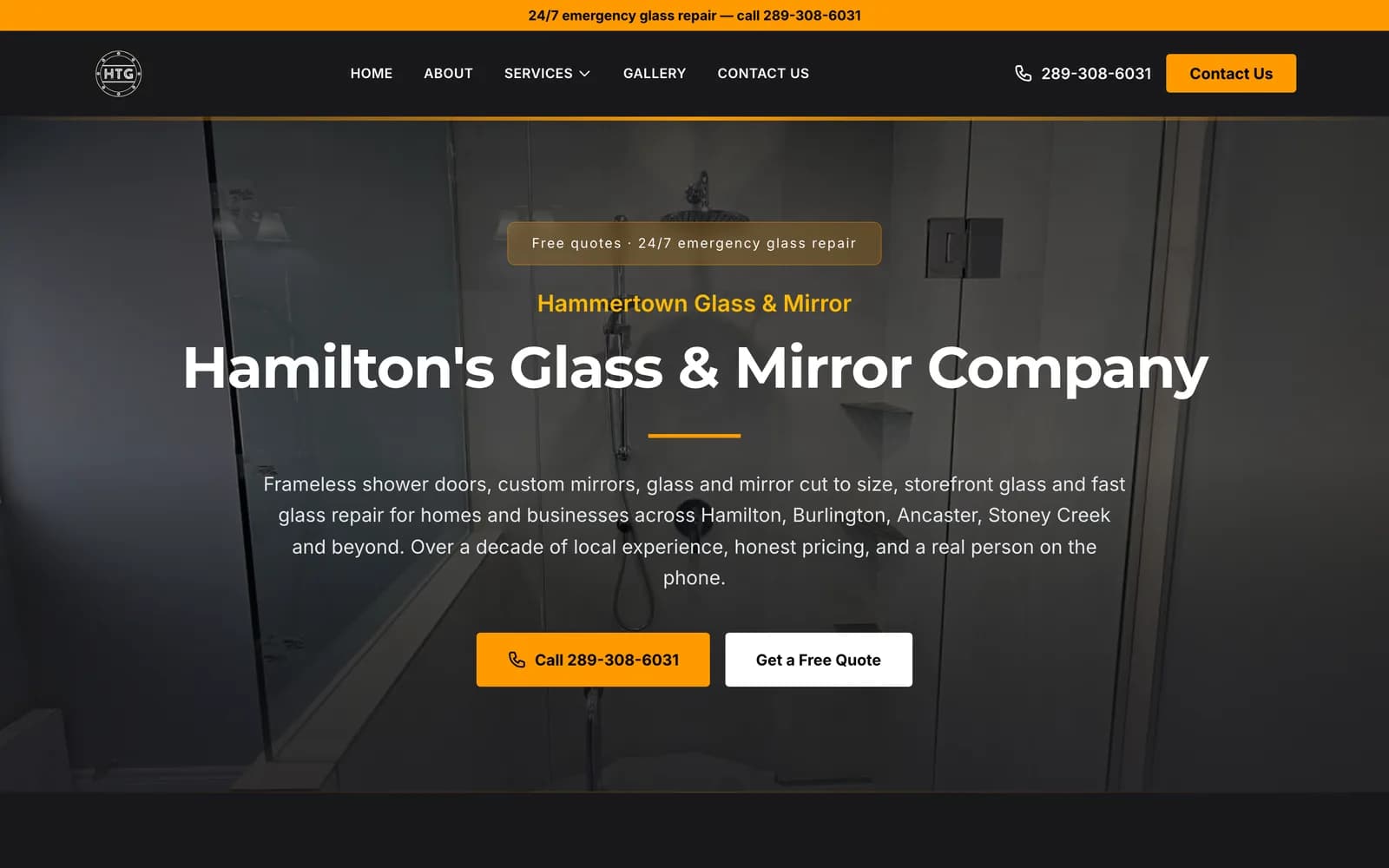 Hammertown Glass website built by Blacktie Collaborative