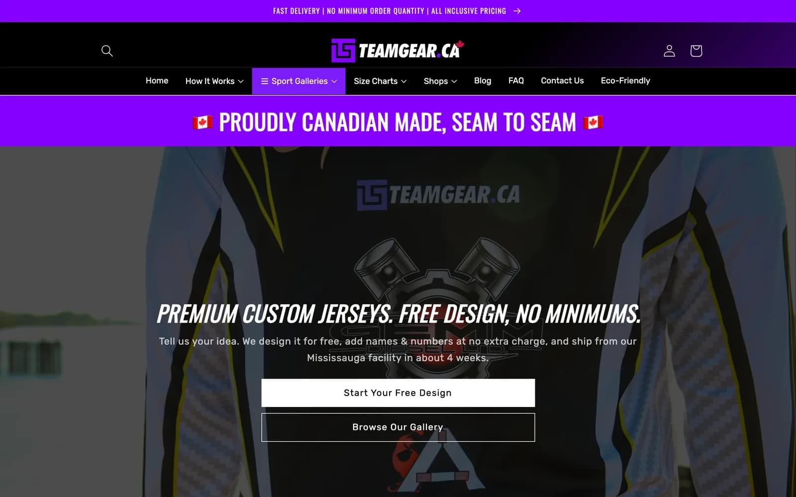 TeamGear.ca e-commerce platform built by Blacktie Collaborative