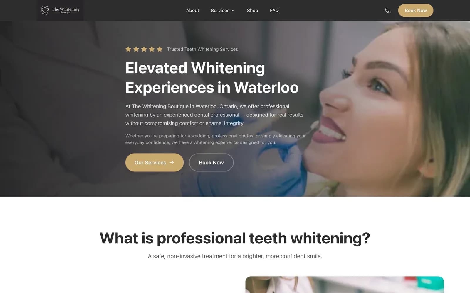 The Whitening Boutique — professional teeth whitening in Waterloo, website built by Blacktie Collaborative