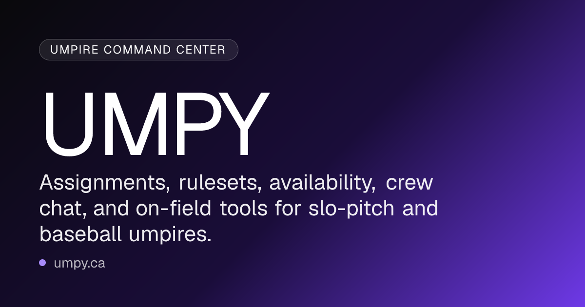 Umpy — umpire management app for slo-pitch and baseball, built by Blacktie Collaborative